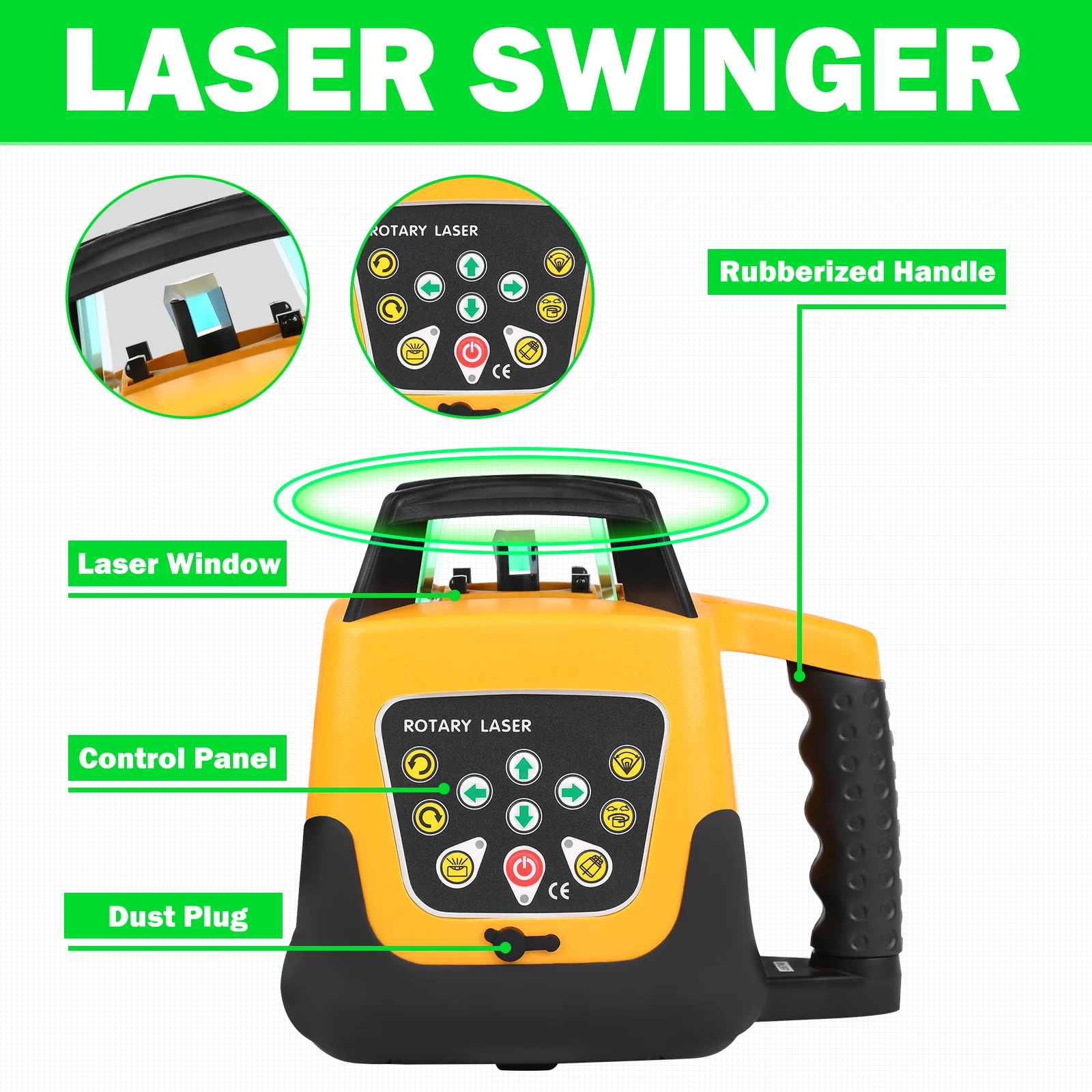 Samger Green Beam Rotary Laser Leveling 360 degree 500m Range Automatic Self-leveling High Accurate Measuring Construction Tools