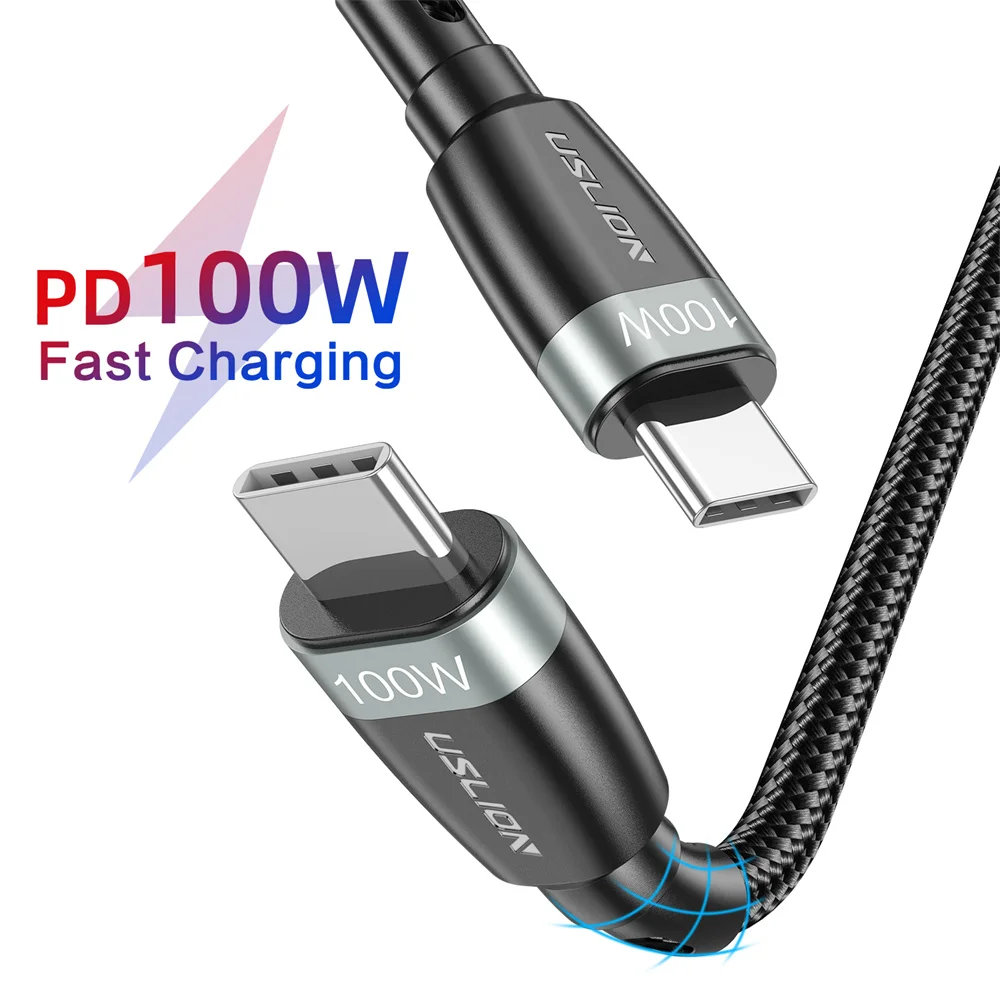 USLION USB C к Type кабель для Xiaomi Honor 30 Pro Quick Charge 4 0 PD 100 Вт Быстрая зарядка MacBook Cable |
