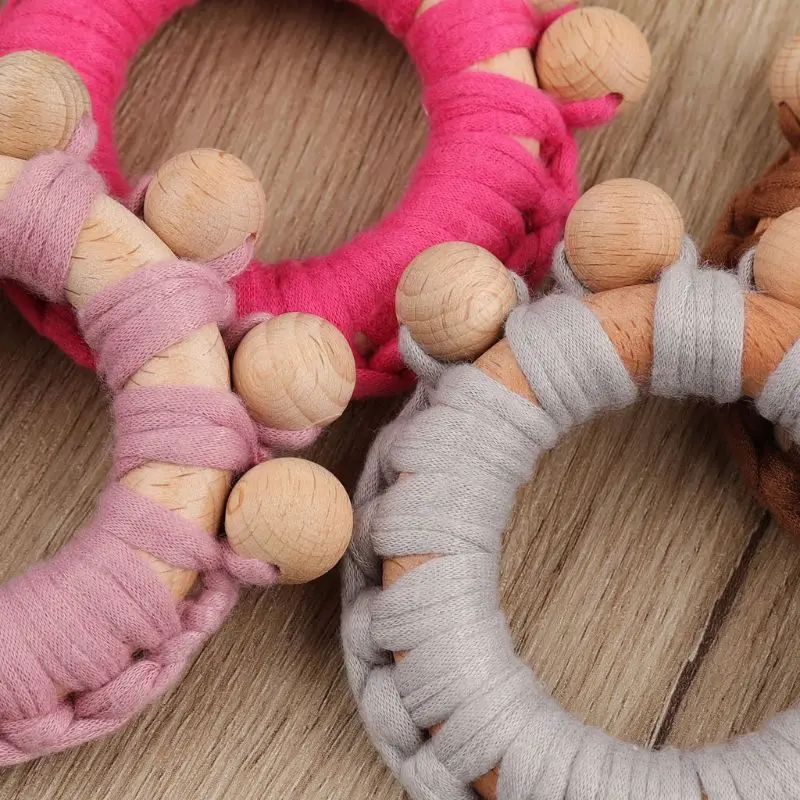 

Wooden Teether Rattle Infant Wooden Teether Food Grade Wooden Teething Sensory Activity Teether Rattle
