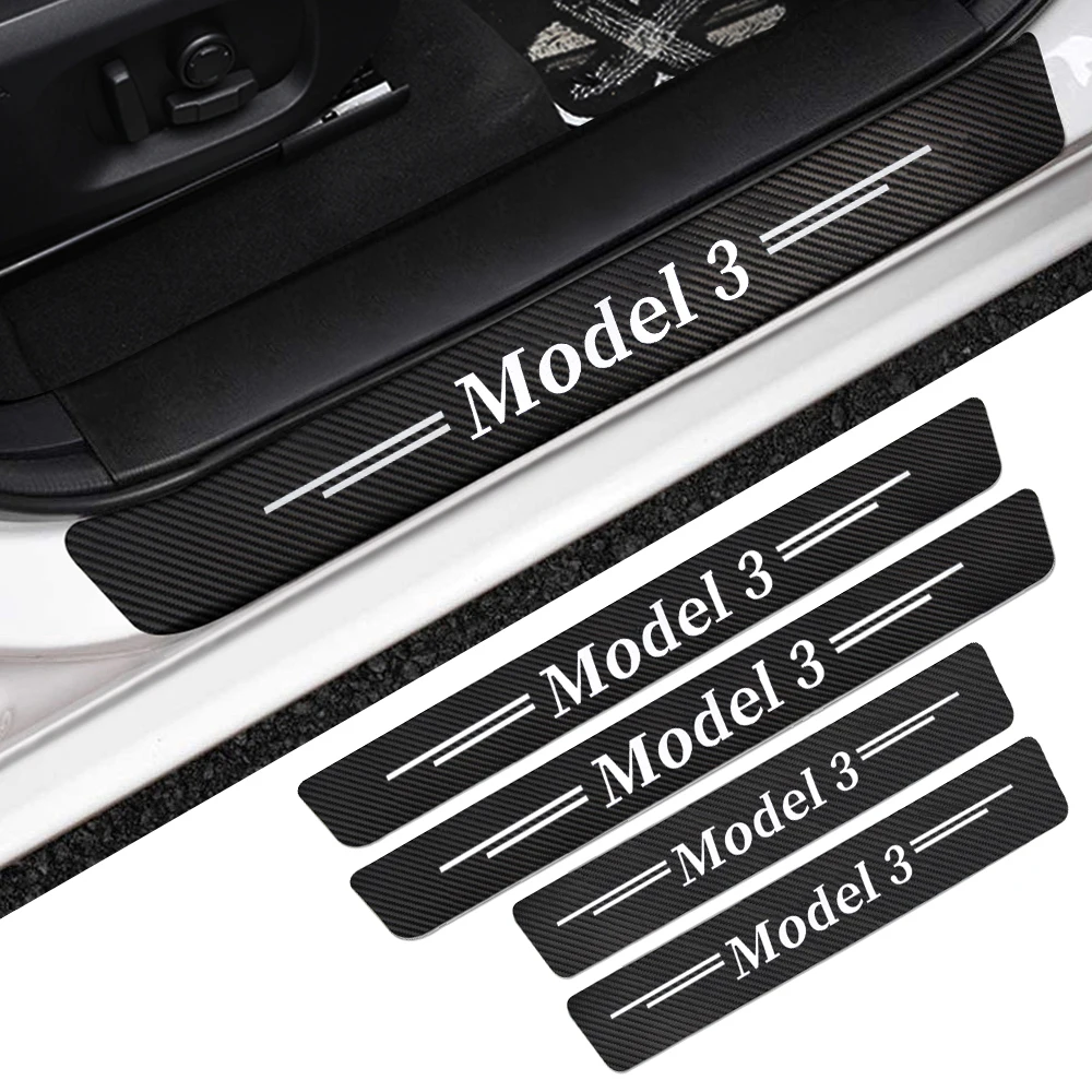 

4 шт., защитные наклейки на пороги автомобиля Tesla Model 3