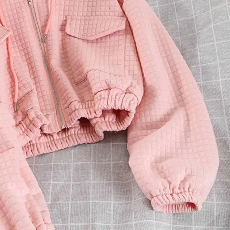 

Spring Arrivals Solid Color Hooded Lantern Sleeve Sweatshirt Casual Haroun Pants Two Piece Set