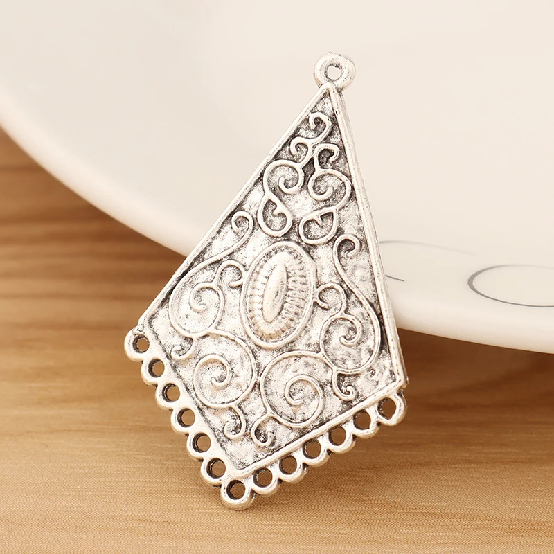 

10 Pieces Tibetan Silver Boho Square Chandelier Earring Connector Charms Pendants for DIY Jewellery Making Accessories 44x28mm
