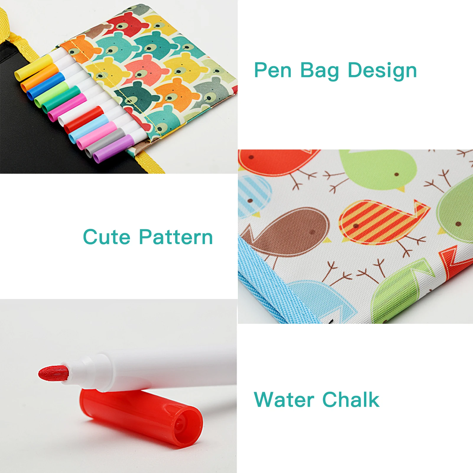 

16 Pages Portable Erasable Drawing Pad Reusable Sketchpad Painting Book 8x8 Inch with 12 Colored Erasable Pens for Kids Toddles