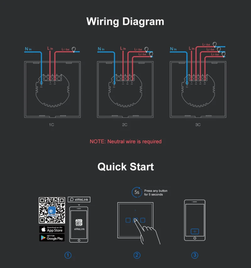 SONOFF WiFi Smart Switches Smart Home with Alexa Google Home Remote Control Smart Panel Automation Modules EU/UK/US 1/2/3 Gangs