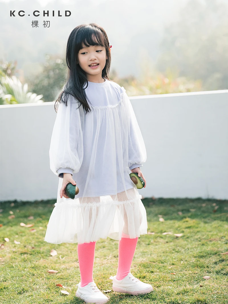 KC.Child 2020SS Latest Girl's Cotton Lining Purple Soft Double-layer Sweet Style Dress Baby Age 2-13Y | Детская одежда и обувь