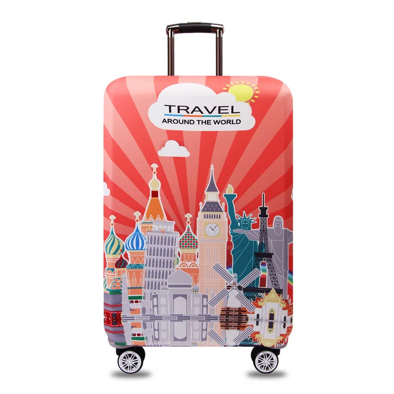 Luggage Cover O Путешествие вокруг слова багаж защитные чехлы протектор Толстый эластичный костюм чехол для 1"-32" багаж дорожная сумка чехол 262 - Цвет: Luggage Cover O