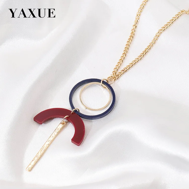 Круглые амулеты акриловый ацетат лист кулон кисточки длинная цепь женское