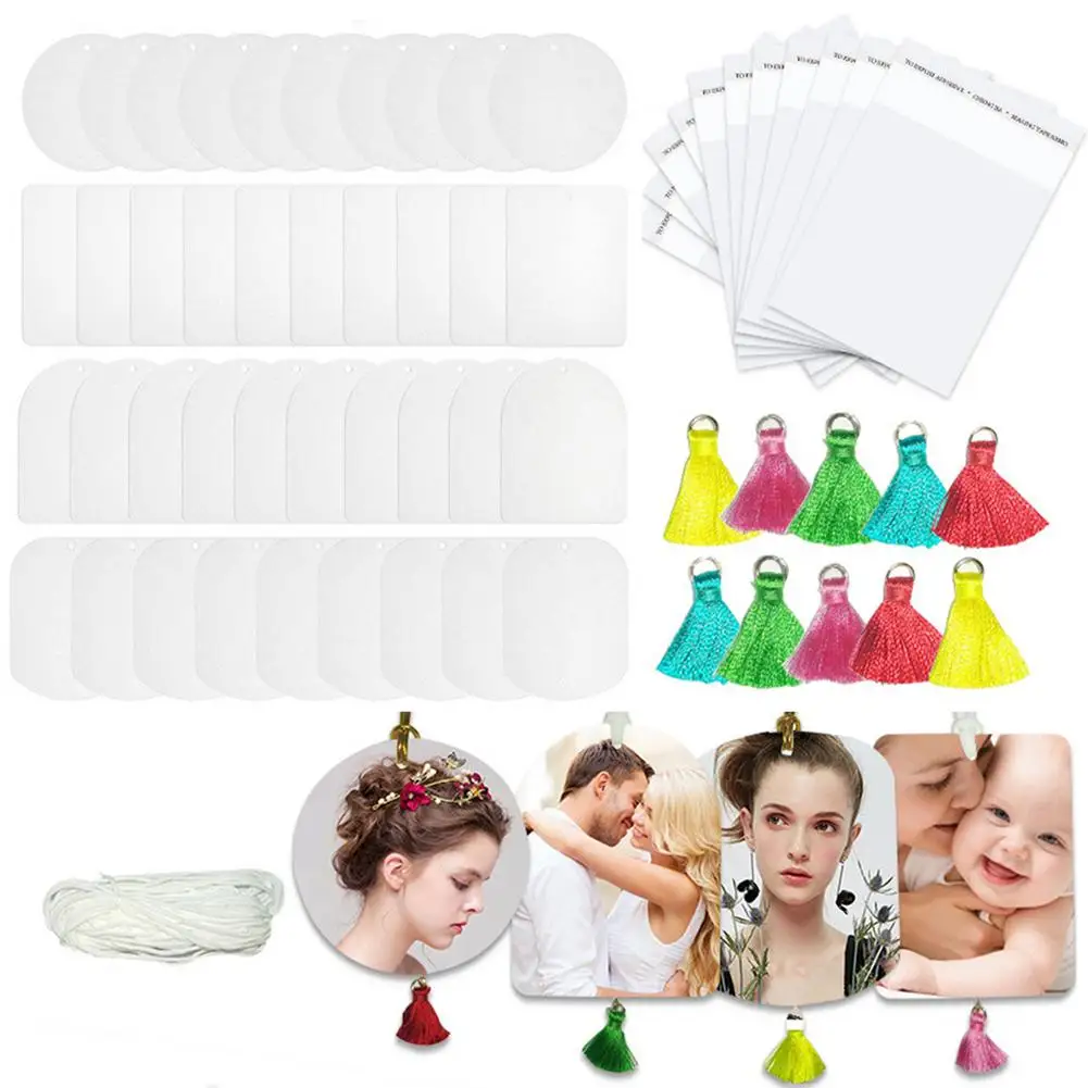 

40Pcs Sublimation Air Freshener Blanks Car Hangings Scented Sheets With Tassels DIY Felt Air Freshener Blanks With Bags And El