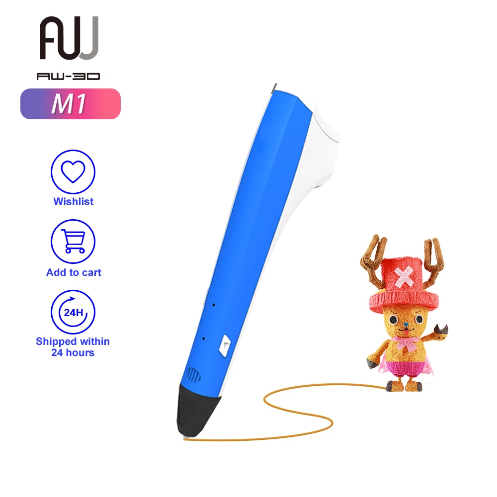 

AW 3D печати перо для детей для взрослых с 2 Бесплатная 1,75 мм нити современный Искусства и ремесла инструмент SUNLU новые 3D ручки-голубой цвет