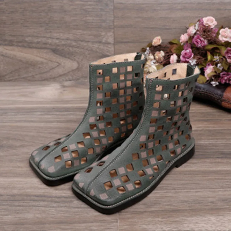 Сандалии женские с перфорацией мягкие кожаные босоножки литературные туфли на