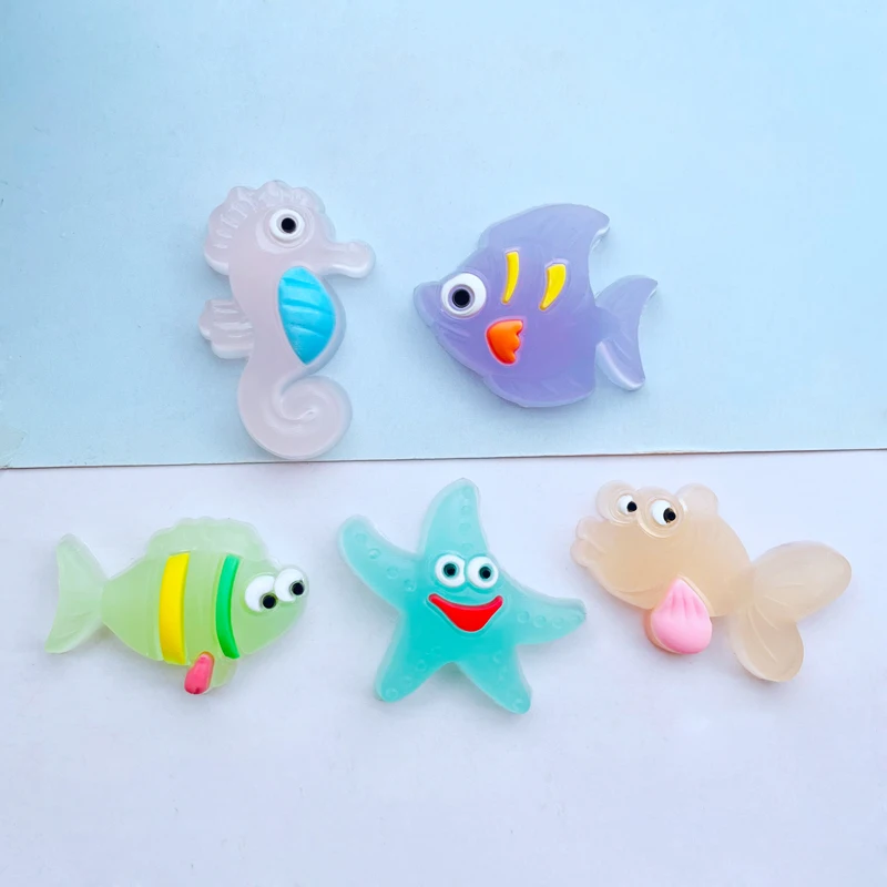 

15 PCS New Cute Cartoon Kawaii Soft Glue Ocean Series Convexity DIY Scrapbook Mobile Phone Shell Decorate Accessories C11