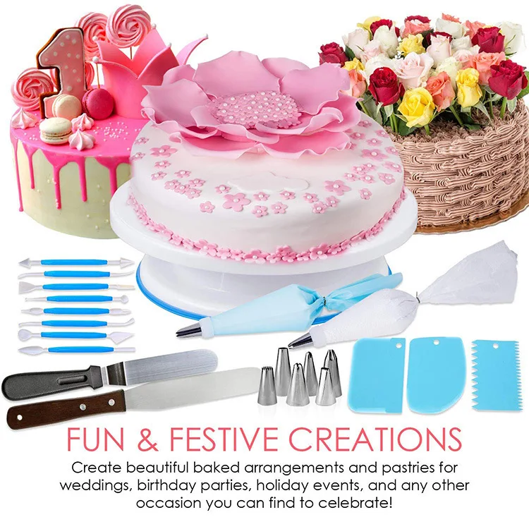 

Cake Decorating Tool Set 207/100PCS Cake Turntable Rotating Decorating Tool Baking Flower Icing Piping Nozzle Stainless Steel