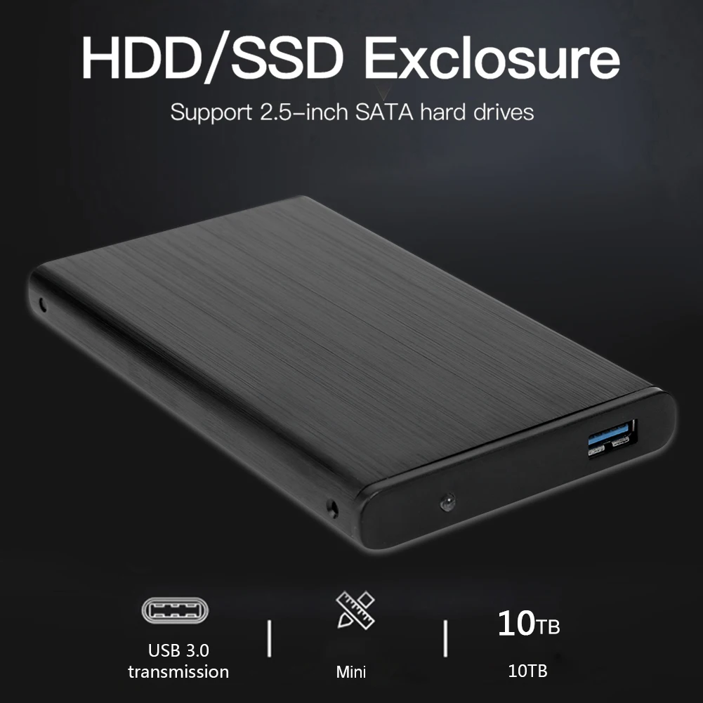 Внешний жесткий диск USB 2 5 3 0 дюйма SATA HDD алюминиевый сплав 10 ТБ 6 Гбит/с SSD чехол для