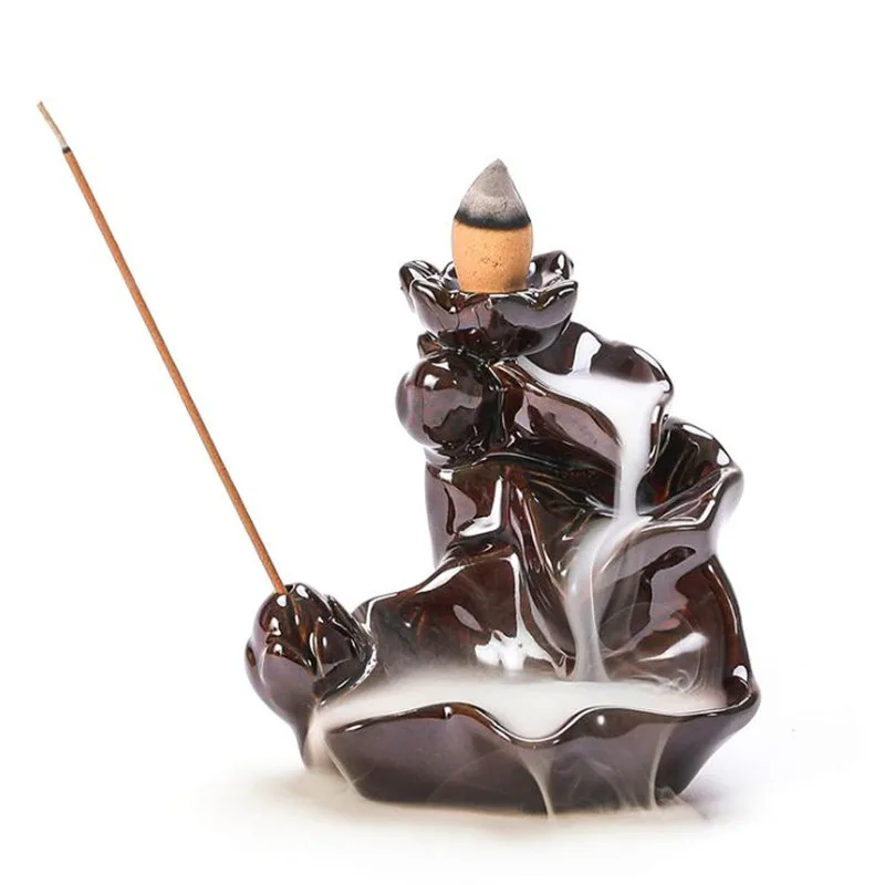 Античный керамический обратный поток благовоний маленькая черная Портативная