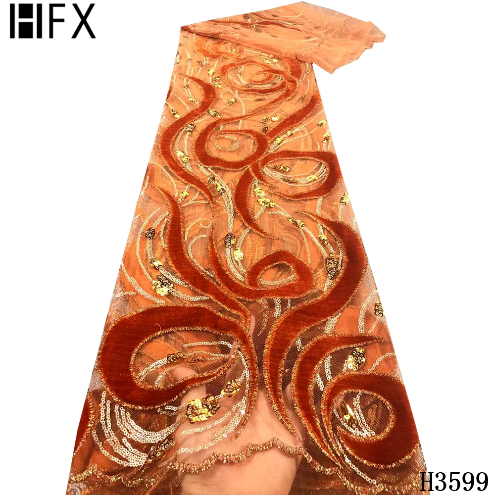 Африканская бархатная кружевная ткань HFX 2021 высококачественное кружево