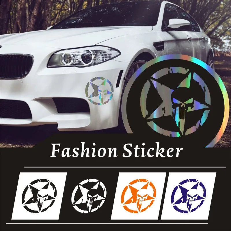

13cm*13cm Car Stickers Pentacle Five-pointed Star Skulls Punisher Creative Decals Vinyls Auto Tuning Styling 25cm 33cm 50cm