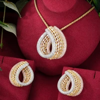 kellybola womens high quality exquisite long pendant necklace earring set geometric zircon party jewelry 2pcs