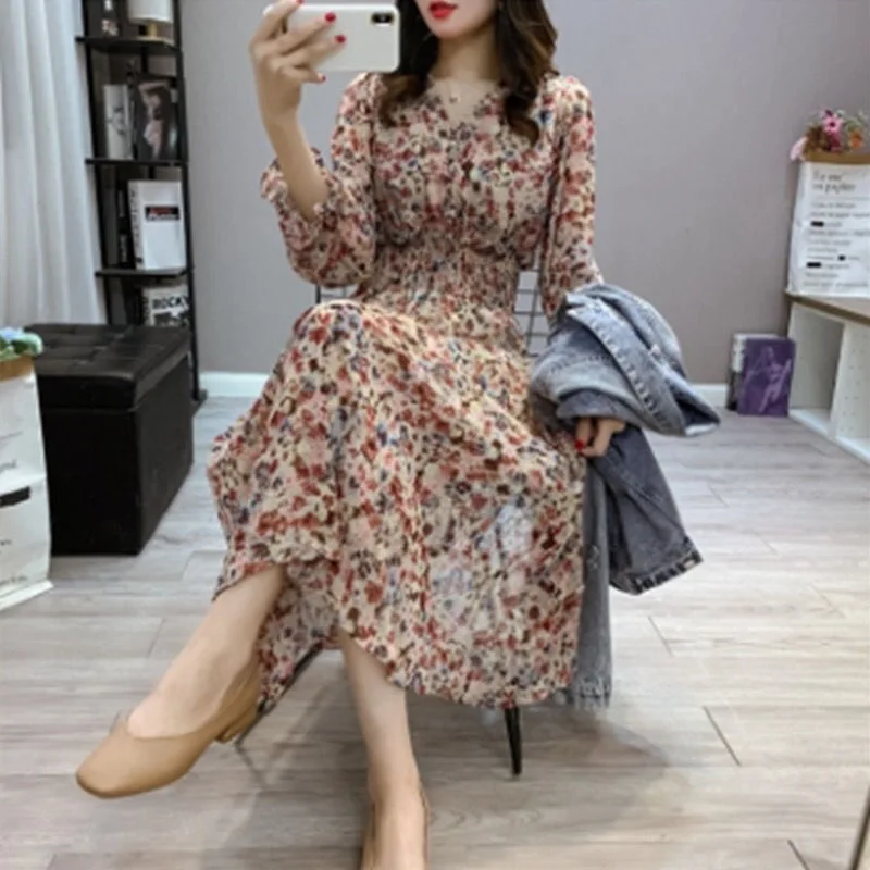 

Woman clothes spring and autumn fashion floral dress woman dress dresses for women