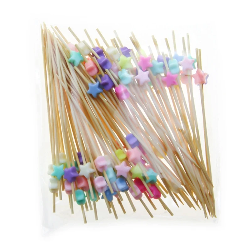 

100pcs 12cm Disposable Bamboo Fork Buffet Fruit Desserts Pick Skewer Food Cocktail Sandwich Stick Party Supplies