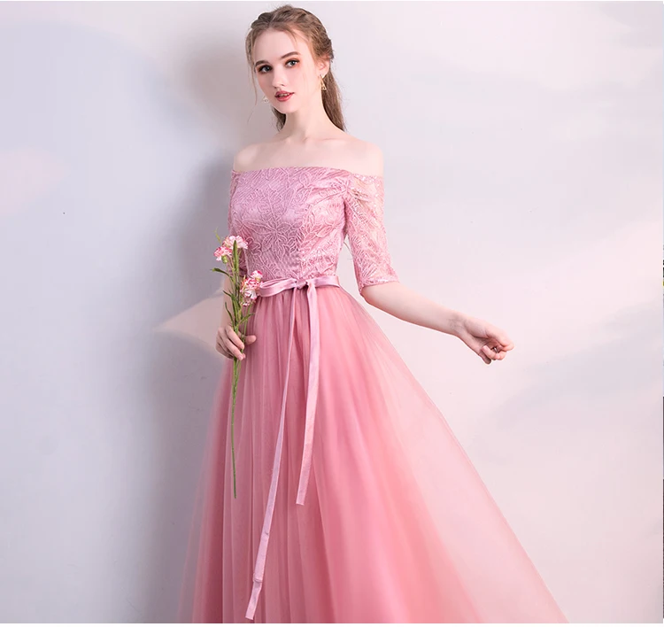 Розовое платье подружки невесты Junior Длинное Элегантное праздничное свадебное