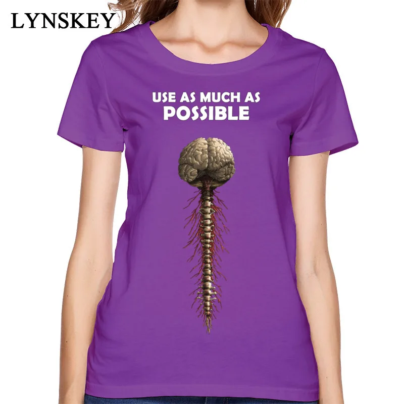 

Whimsical Designer Women's T-shirt Short Sleeve Shirts Autumn Slim Red Top Tee Crew Neck Pure Cotton Brand Clothes Brain Device