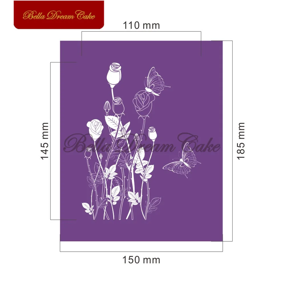 Цветок розы бабочка кружевной узор сетчатый трафарет Инструменты для украшения