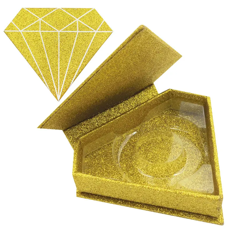 

Wholesale New Magnetic False Eyelash Packaging Triangle Golden paper Box Packaging Custom Logo Lash Boxes eyelashe Package Case