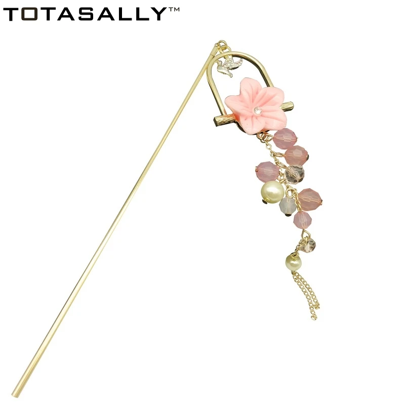 

TOTASALLY Beaded Charms Hair Jewelry Vintage Bohemian Elegant Flower Chandelier Women Hair Sticks Jewelry Palillos del pelo