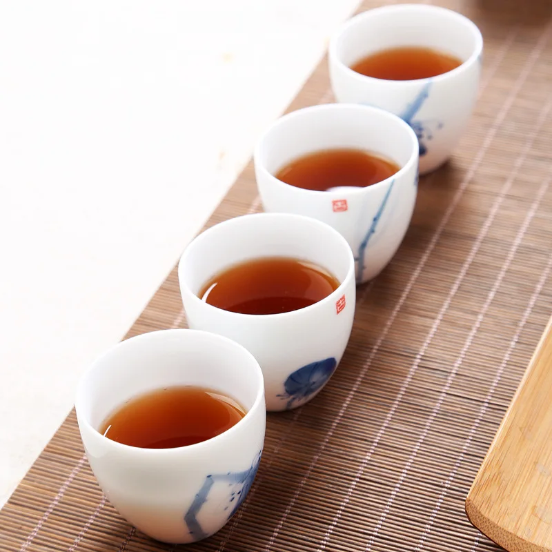 Ручной работы Керамика ручной росписью синий и белый фарфор кунг фу чашки