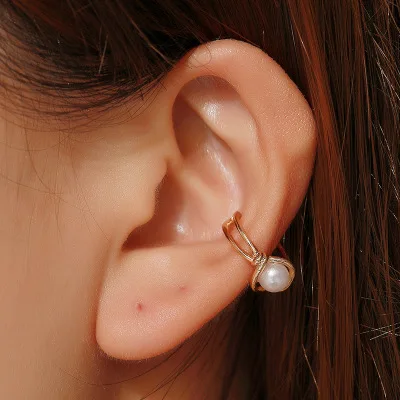 ZYZQ модный винтажный Открытый зажим для ушей женщин с милым белым камнем вставка