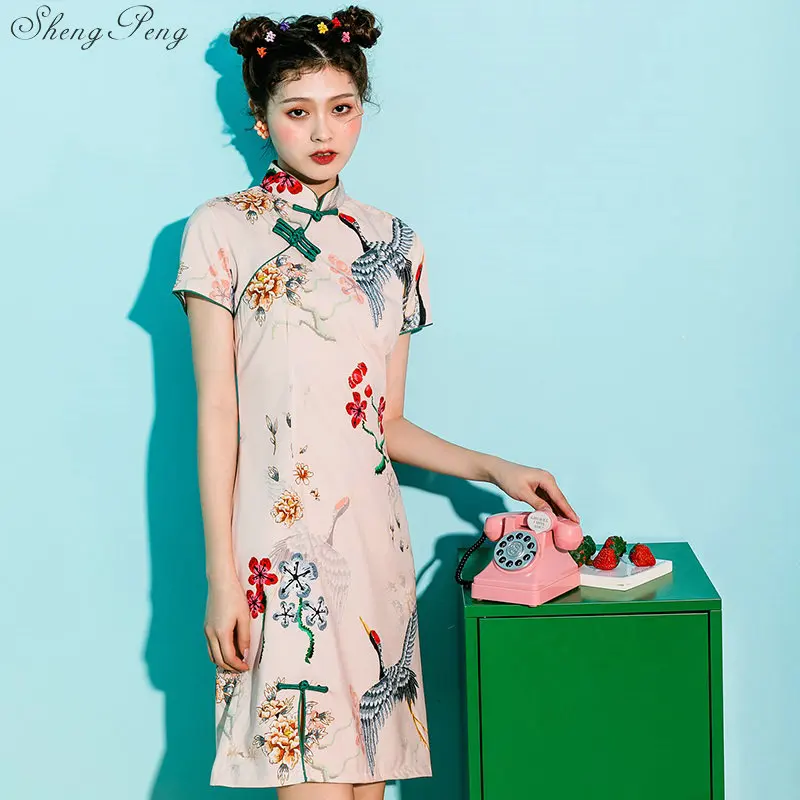 2019 очаровательное традиционное платье Ципао с китайским воротником стойкой