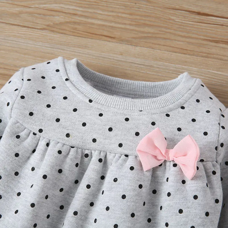 

3pcs/set Toddler Girl Clothes Outfits Children Cute Dot Long Sleeve Bow T-shirt Top Pant Long Sleeve Romper Baby Girl Clothing