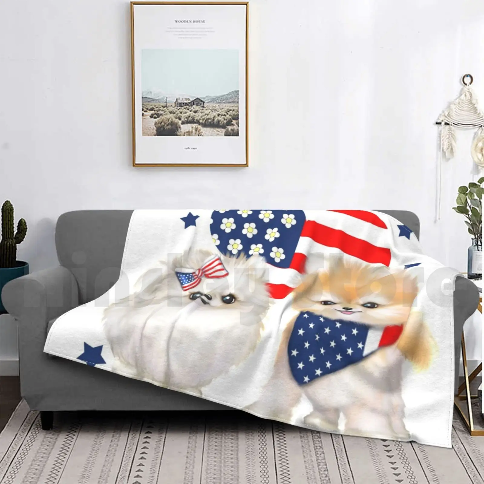 

Blanket Patriotic Pomeranians Bycatiacho 2381 Pomeranian Pom Dog Pets Patriotic Usa Flag Love