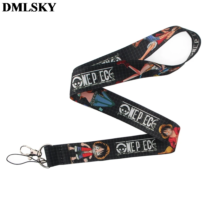 DMLSKY ONE PIECE Аниме шнурок для ключей ремешки для ключей значок ID Мобильный телефон Веревка шеи ремешки подарки M3778