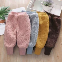 neutral winter fleece long pants baby european and american solid color warm home style nightwear new 2021