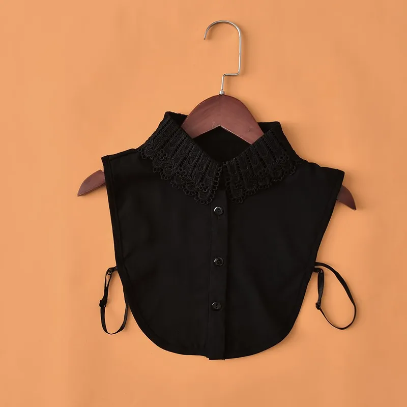 

Harajuku Women Decorative Cotton False Fake Collar Simple Solid Color Office Lady Button Down Lapel Half Shirt Blouse