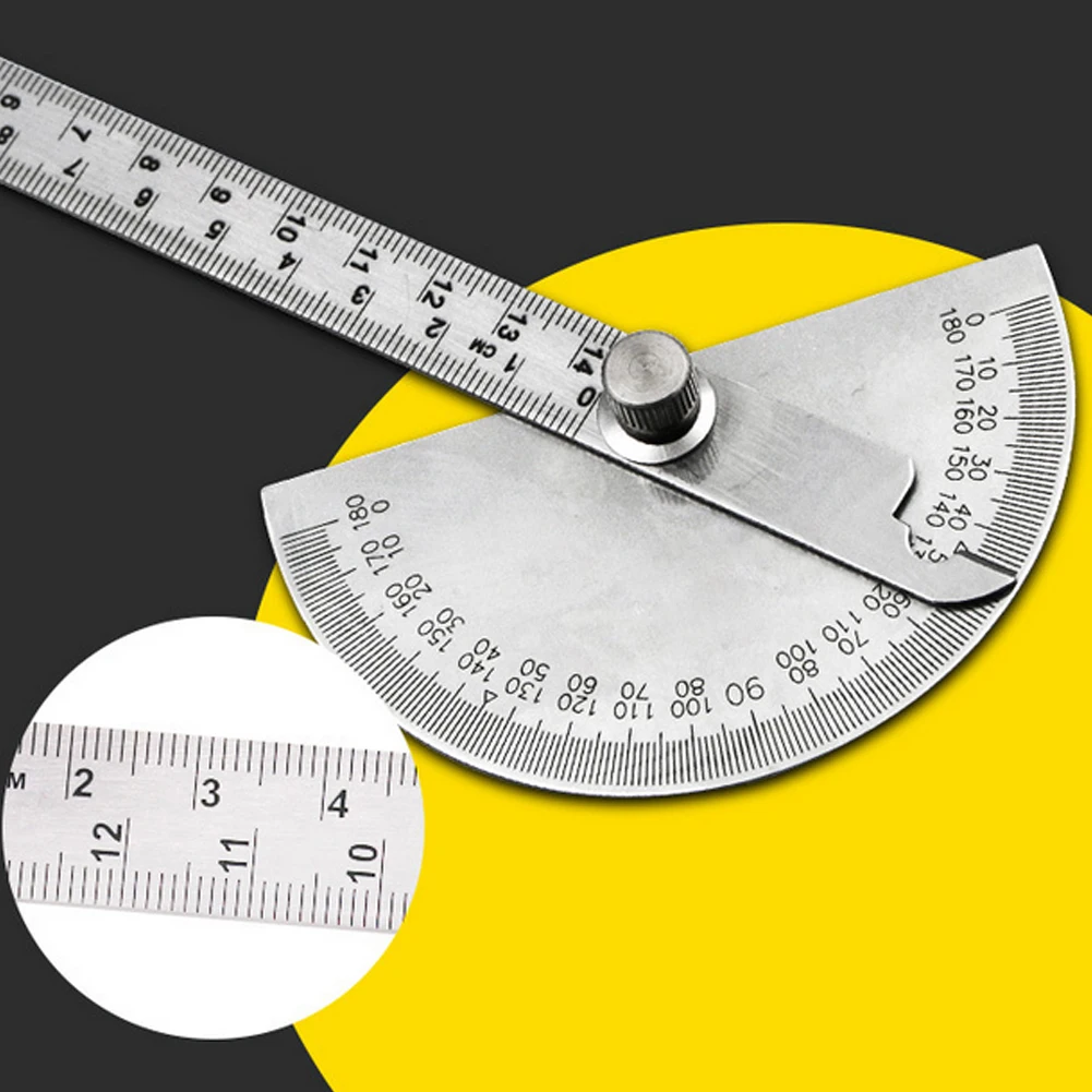 

14.5cm 180 Degree Adjustable Protractor multifunction stainless steel roundhead angle ruler mathematics measuring tool Nice New