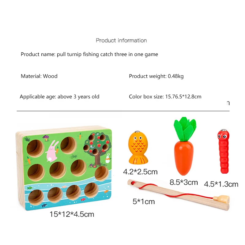 

Baby Montessori Educational Wooden Toys For Children Catch Worm Game Preschool Wood Learning Early Education Sensory Toy