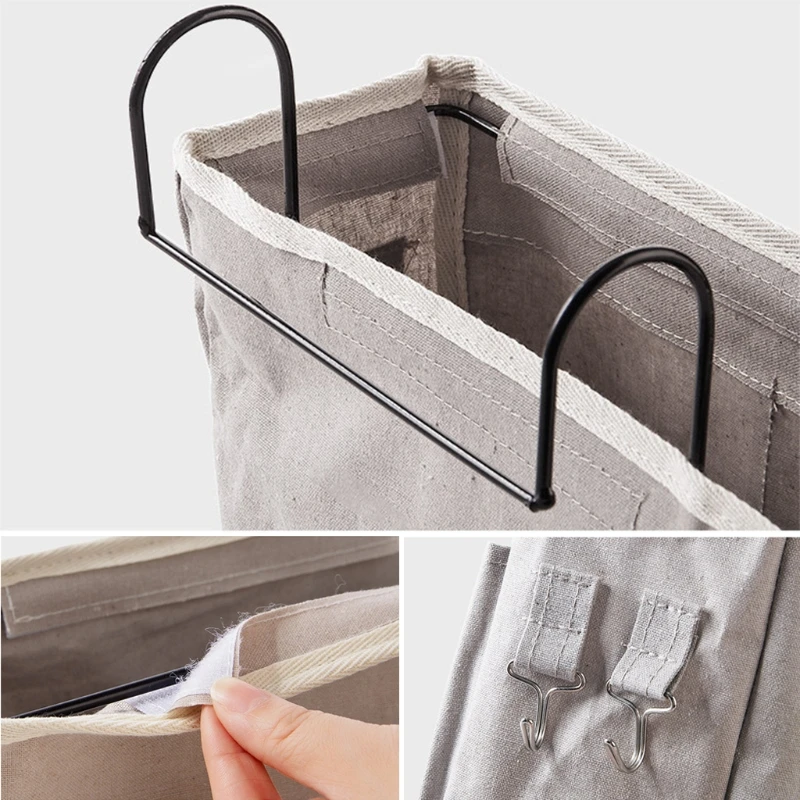 

T5EC Bedside Caddy Bunk Bed Hanging Organizer Pocket with Metal Hooks Baby Stroller Storage Bag Shelf Basket for d.r.itory Books