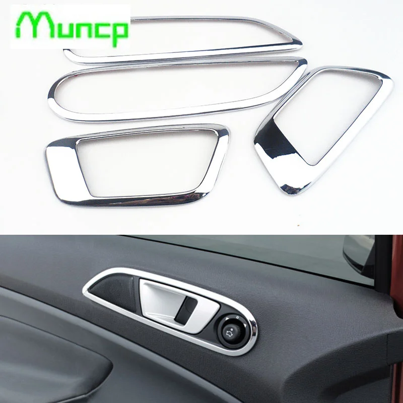 

High Quality 4pcs ABS interior trim for Ford ecosport fiesta doors hand-clasping decoration ring accessories