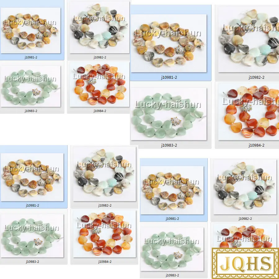 

17" 16mm coin twist green yellow Multi-color jades red agates necklace 18KGP j10983