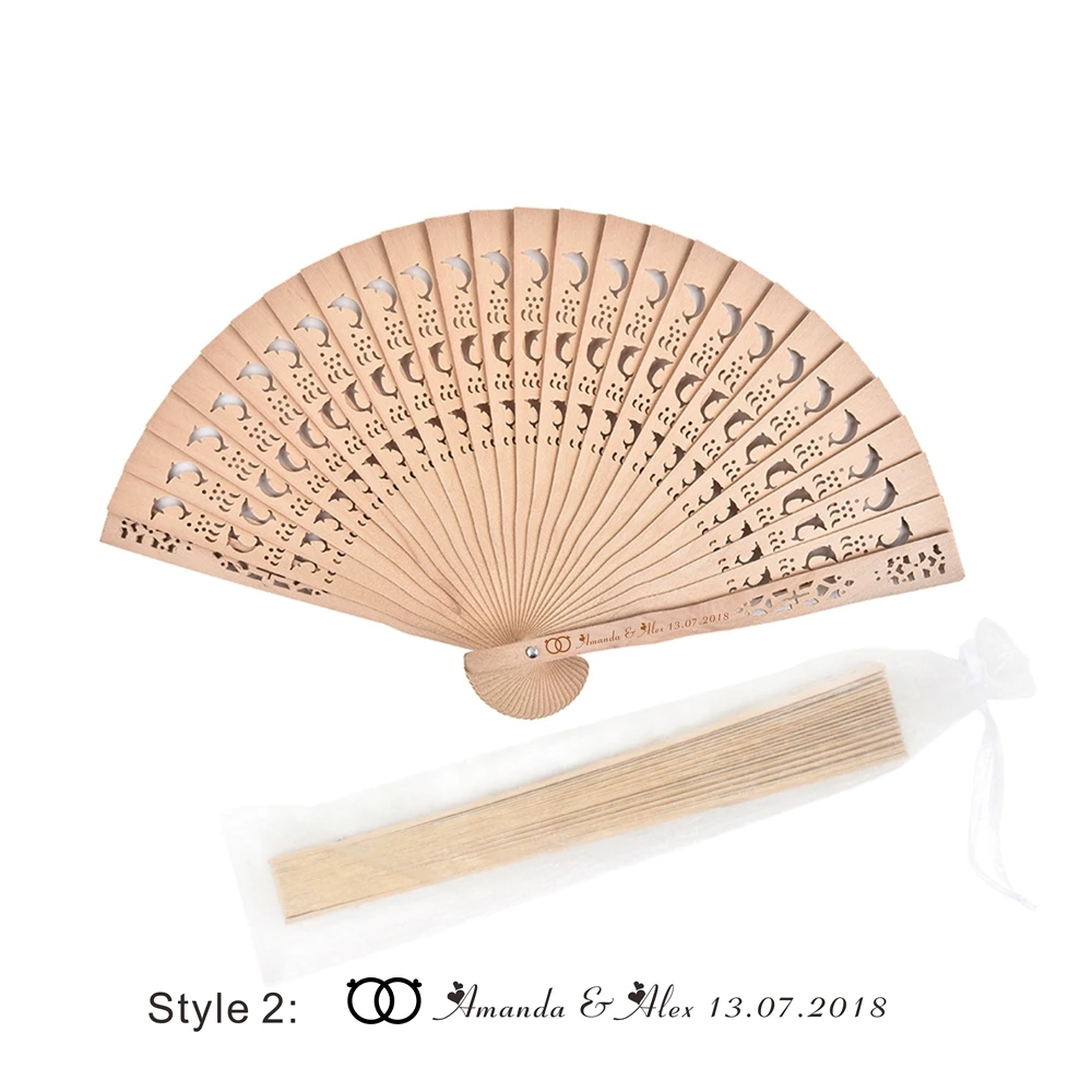 20 комплектов Персонализированная гравировка на дереве складной Ручной Веер