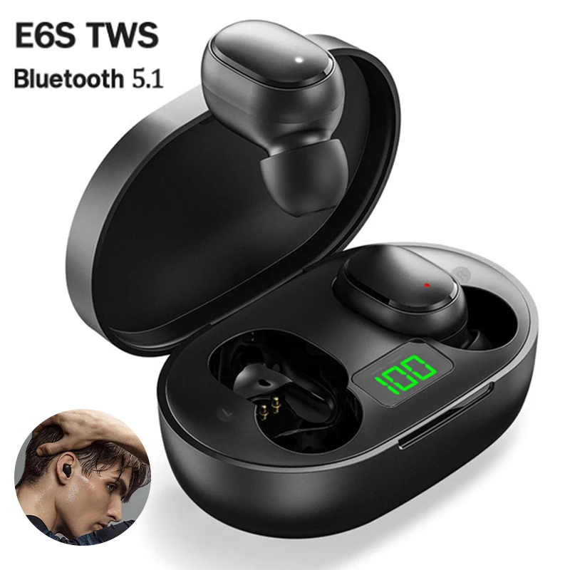 

E6S TWS Bluetooth Earphones Wireless Earbuds Noise Cancelling Headsets With Mic Handsfree A6S Headphones waterproof For Xiaomi