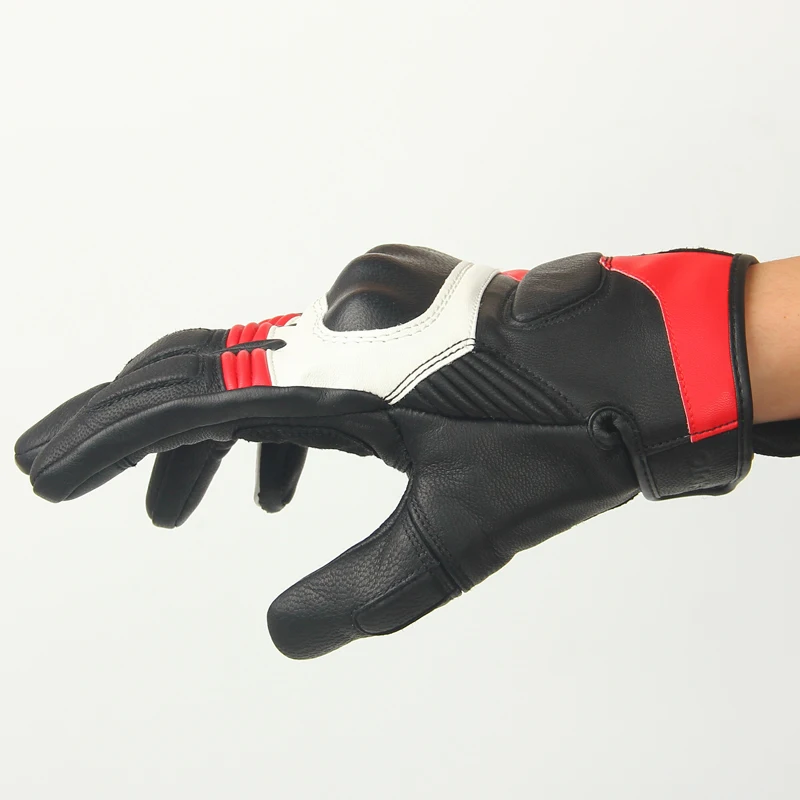 저렴한 고품질 터치 스크린 레이싱 전체 손가락 전술 가죽 오토바이 장갑, 케블라 소재 보호 오토바이 장갑