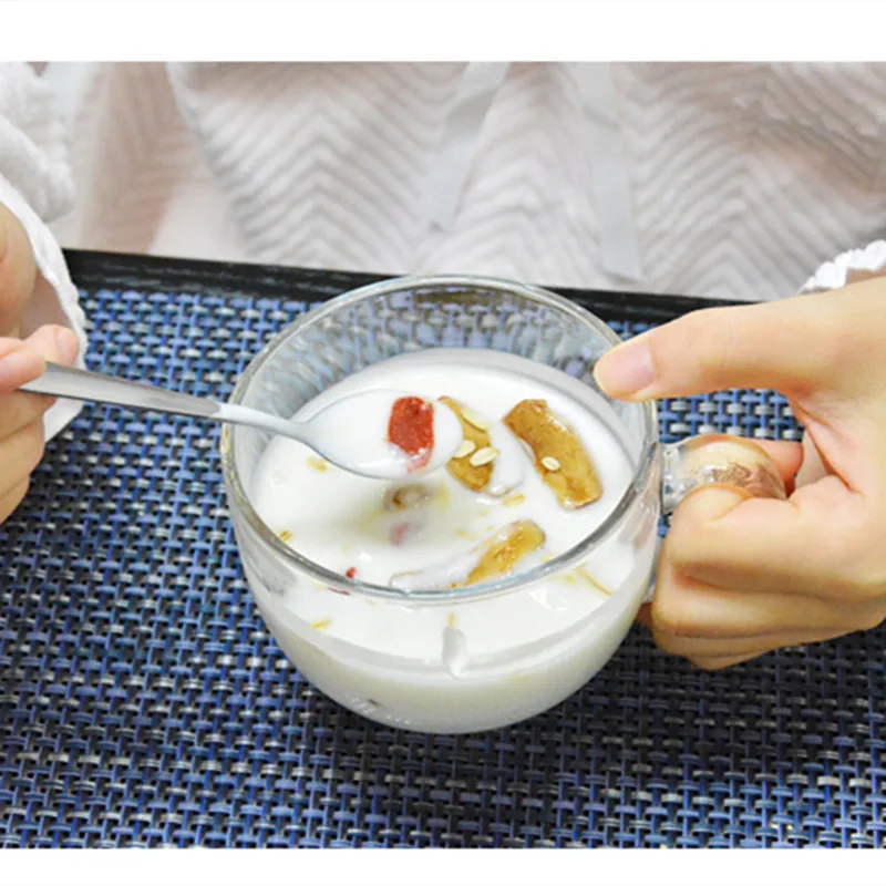 480 мл чашка для завтрака молочная с крышкой Ложка стеклянная овсяная большая