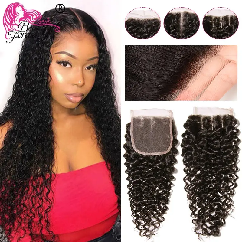 Кудрявые Малазийские Волосы Beauty Forever кружевная застежка волосы без повреждений