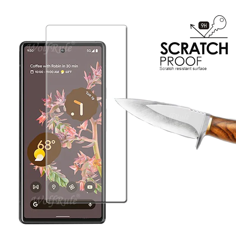 Pel&iacute;cula de vidrio transparente para m&oacute;vil, Protector de pantalla 4 en 1 para Google Pixel 6, vidrio templado 9H-1