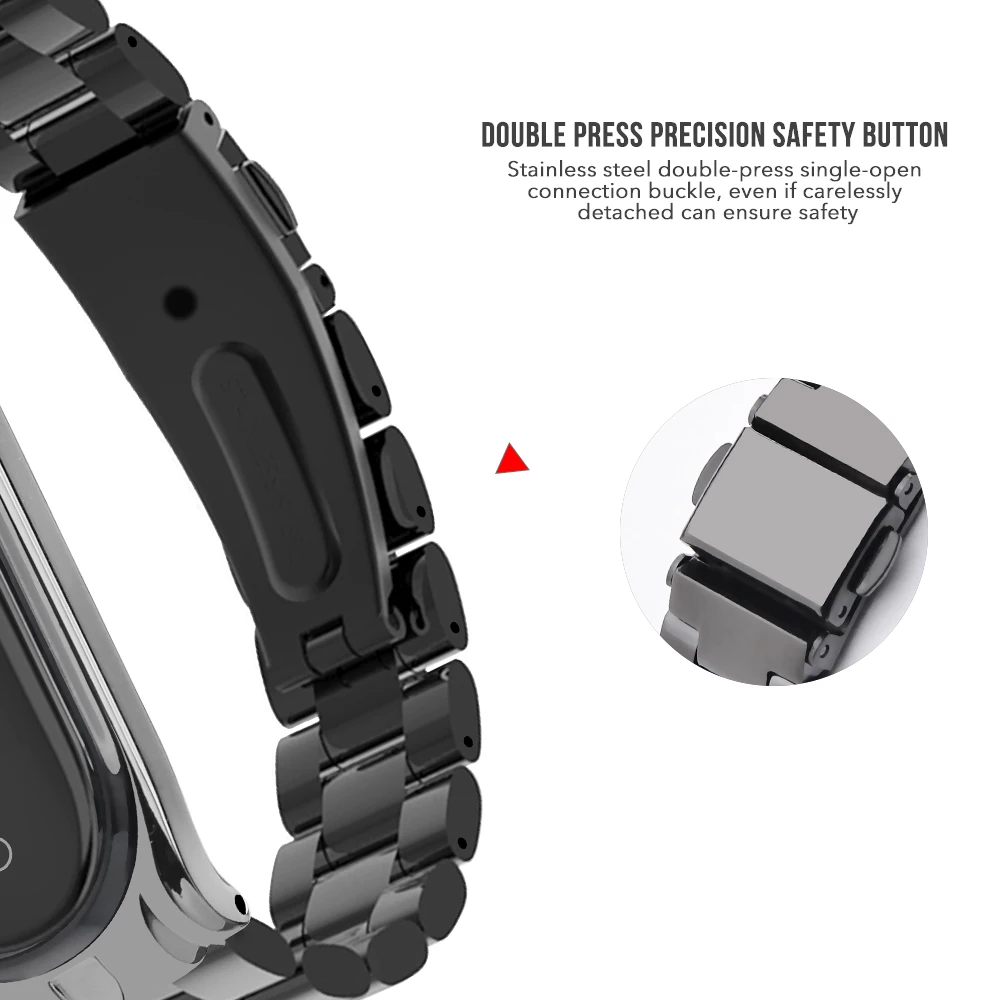 Ремешок для смарт часов XiaoMi Mi Band 4 металлический браслет из нержавеющей стали 5 3 2