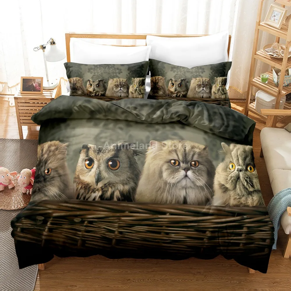 Комплект постельного белья Kawaii с изображением белой совы детское постельное