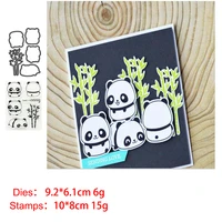 cute panda bamboo clear stamps and metal cutting dies diy scrapbooking photo album crafts seal punch stencils stamp and die sets